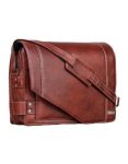 Vintage Leather Flap-Over Messenger Bag
