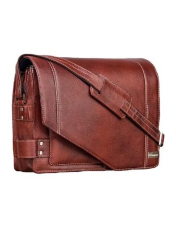 Vintage Leather Flap-Over Messenger Bag